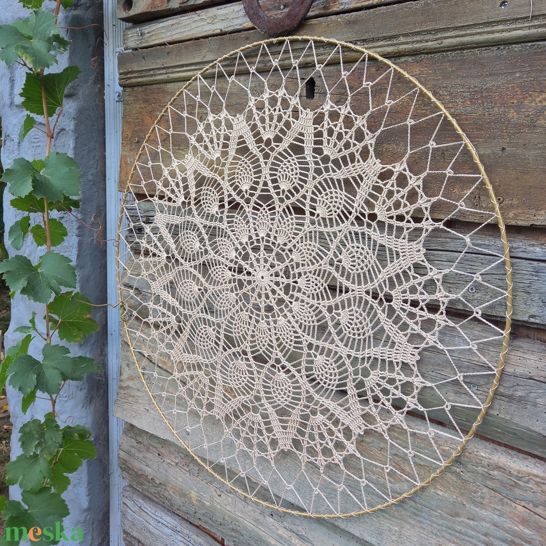 Ekrü horgolt mandala 60 cm Meska hu