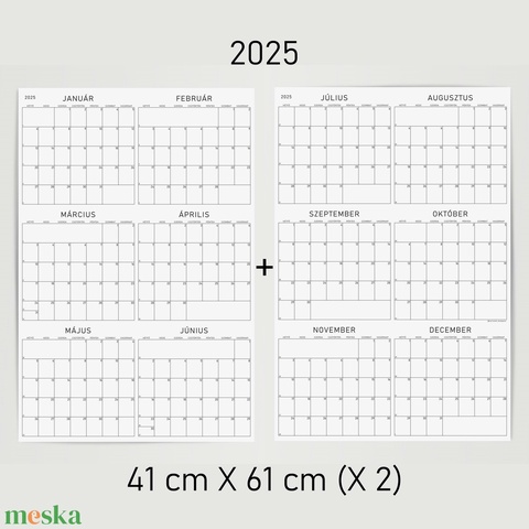 G R Á F féléves poszternaptár naptári év 2025 kisméretű évtervező