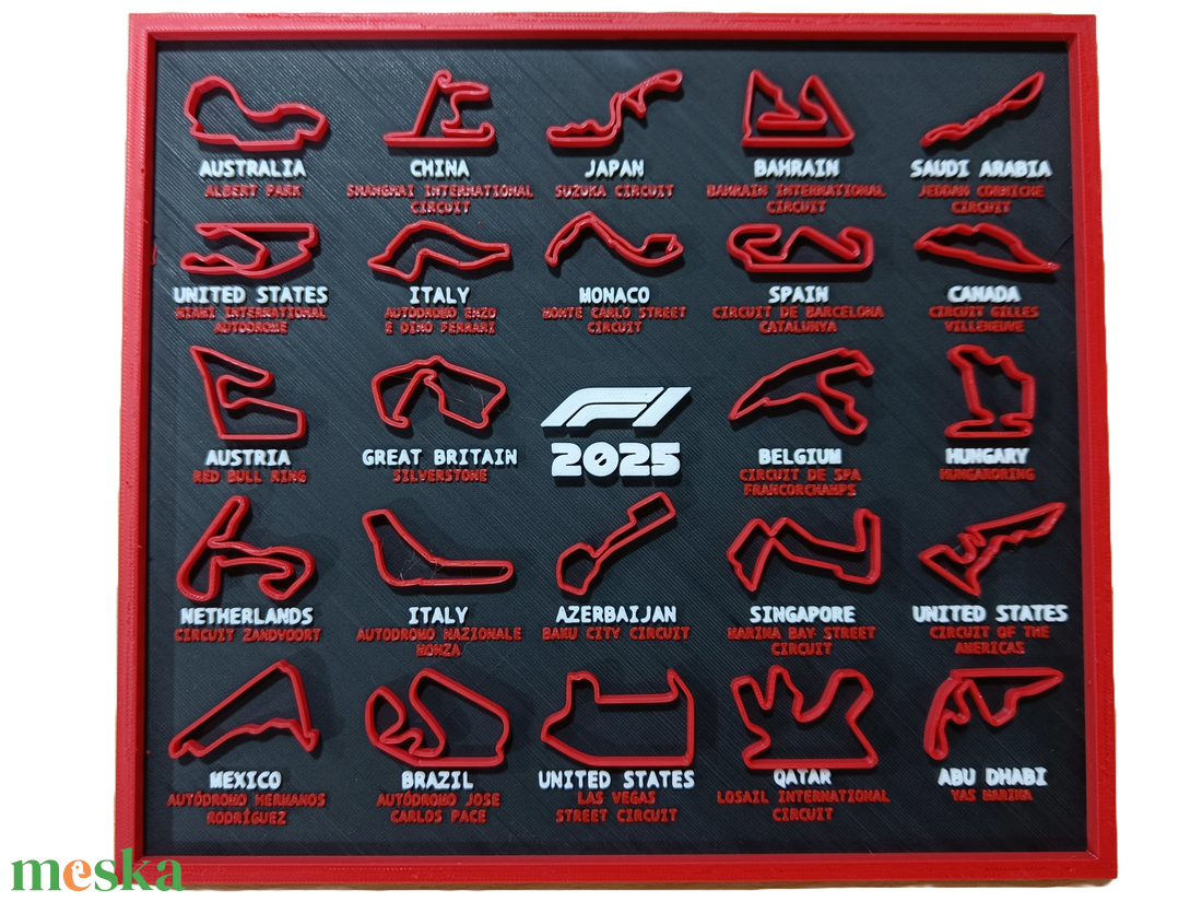 2025-ös Forma 1 nagy díj pályák - otthon & életmód - dekoráció - kép & falikép - 3d képek - Meska.hu