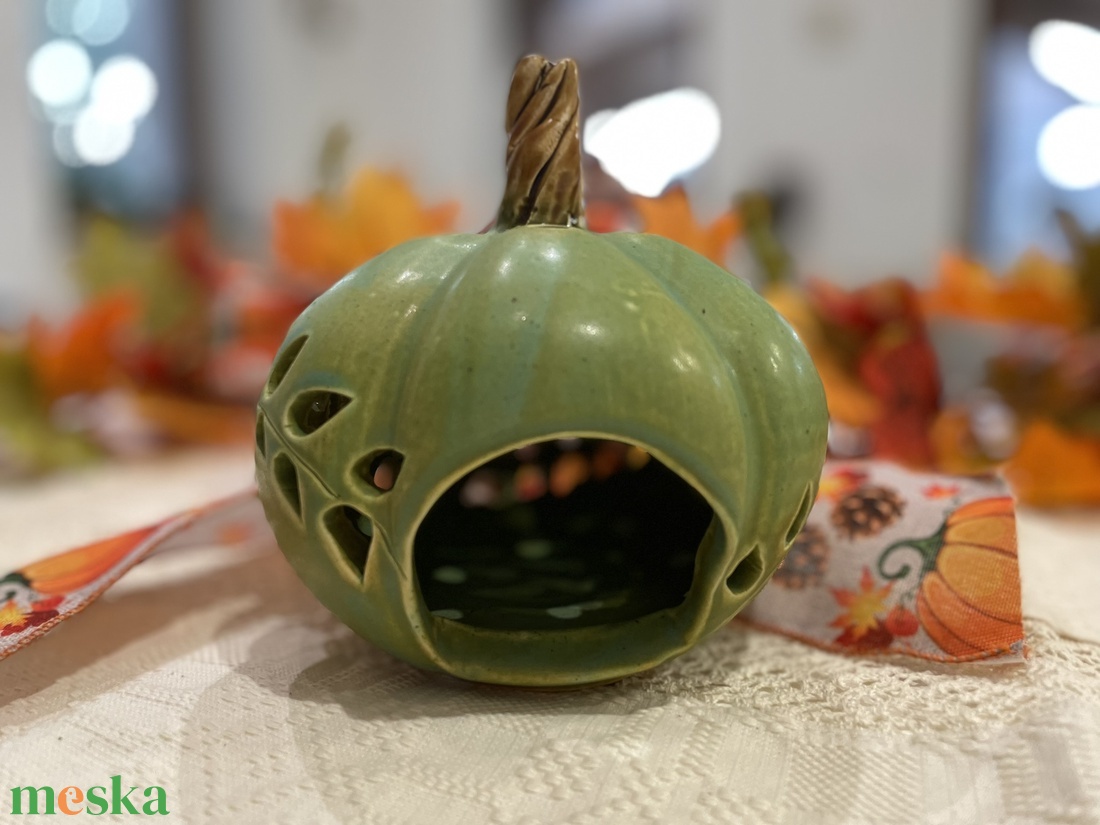 Kézzel Készített Kerámia Tök Lámpás  - otthon & életmód - dekoráció - halloween - halloweeni tök és lámpás - Meska.hu