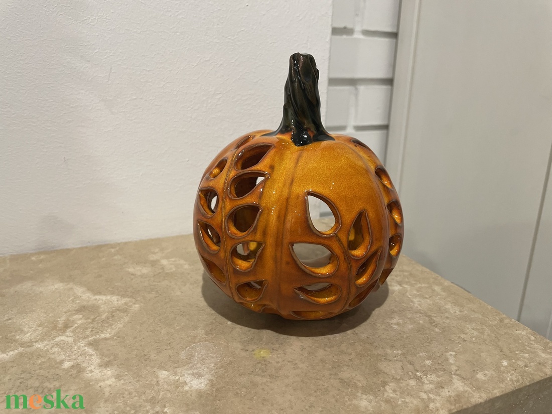 Kézzel Készített Kerámia Tök Lámpás  - otthon & életmód - dekoráció - halloween - halloweeni tök és lámpás - Meska.hu