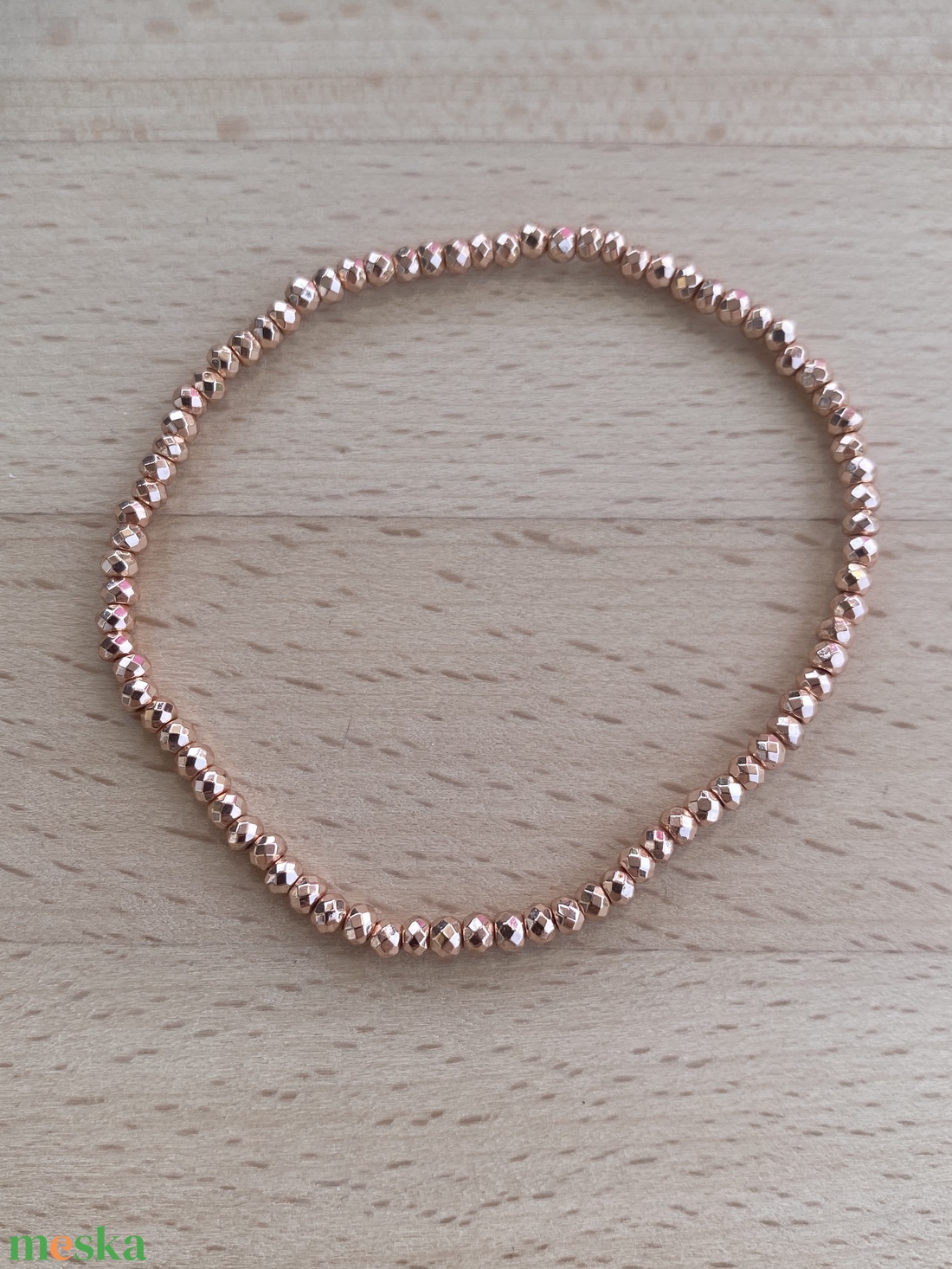 Rosegold hematit ásványkarkötő - ékszer - karkötő - gyöngyös karkötő - Meska.hu