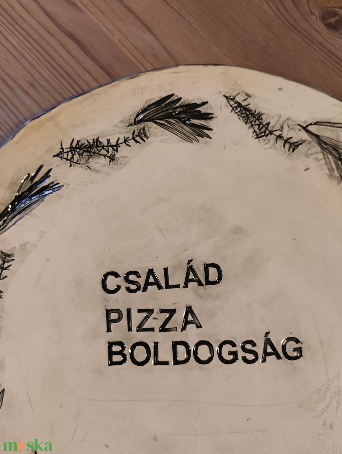 Pizza tányér, növény nyomatos - otthon & életmód - konyhafelszerelés, tálalás - tálalás - tányér & étkészlet - Meska.hu