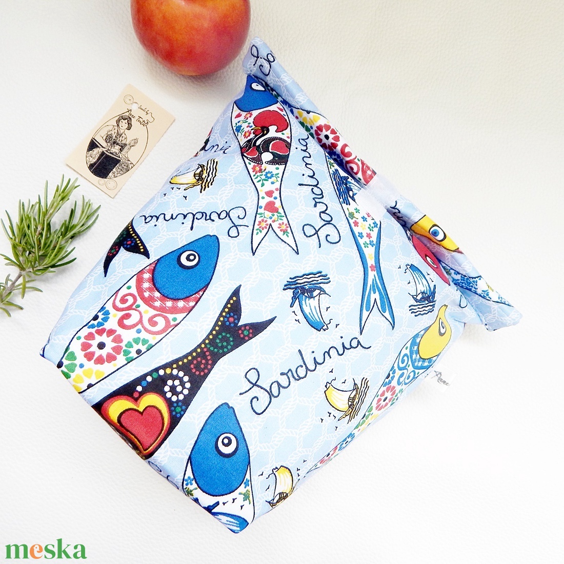 Uzsonnás zsák szardinia mandala mintával Roll-up Lunch Bag zero waste csomagolás - táska & tok - uzsonna- & ebéd tartó - ebéd tasak, doboz - Meska.hu