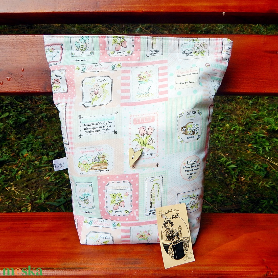 Uzsonnás zsák gyógynövény mintás Roll-up lunch bag - táska & tok - uzsonna- & ebéd tartó - ebéd tasak, doboz - Meska.hu