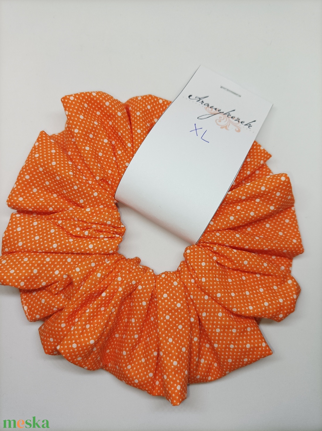 XL+  Narancssárga színű- scrunchie-textil hajgumi   - ruha & divat - hajdísz & hajcsat - hajgumi - Meska.hu