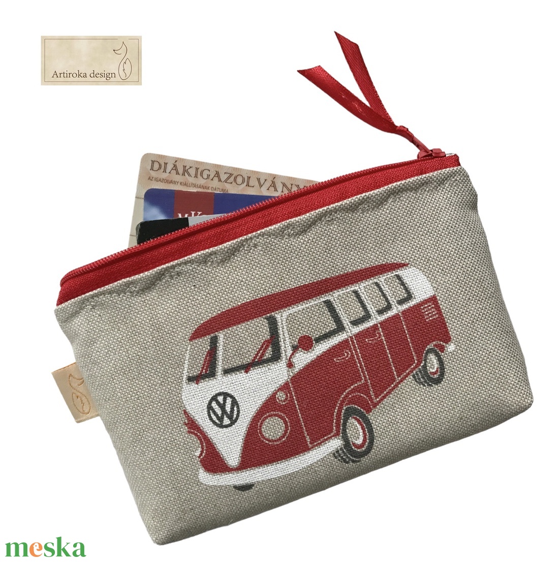 Retro Volkswagen busz mintás, irattartó pénztárca - APÁK NAPJA - Artiroka design - táska & tok - pénztárca & más tok - pénztárca - férfi pénztárca - Meska.hu