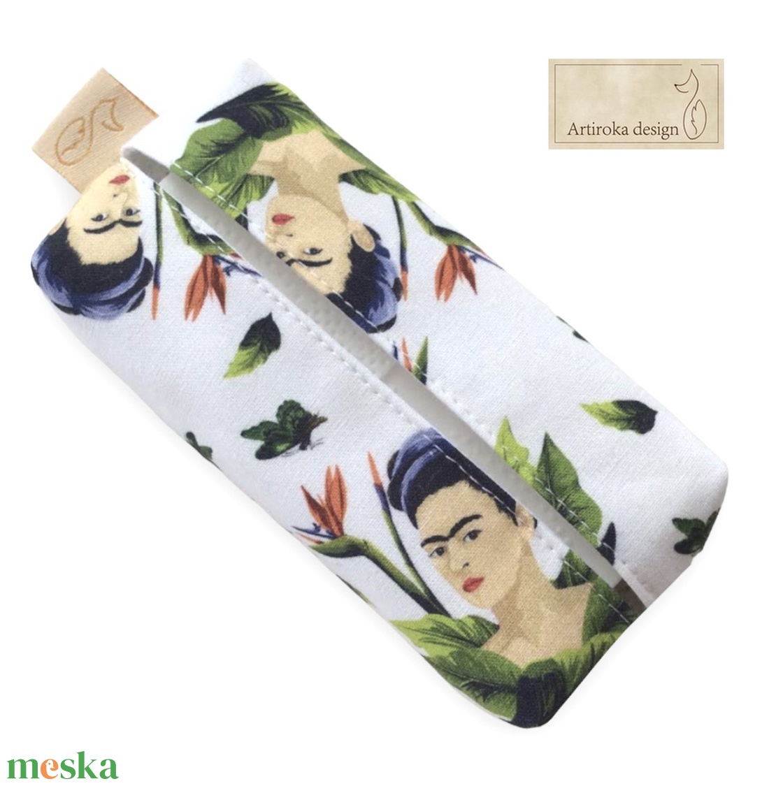 Frida Kahlo  mintás PRÉMIUM papírzsebkendő tartó - Artiroka design - táska & tok - pénztárca & más tok - zsebkendőtartó tok - Meska.hu