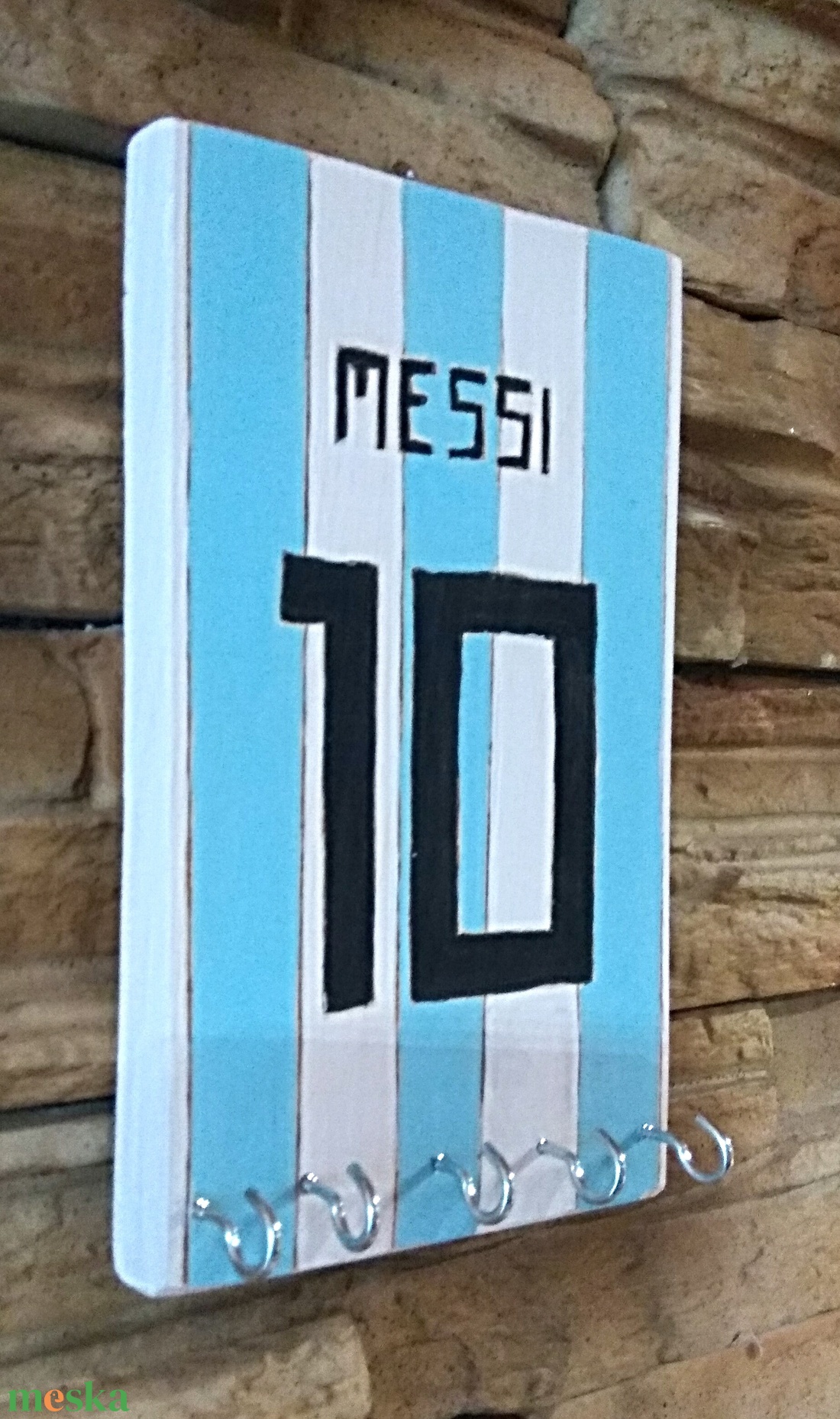 Messi 10 fali kulcstartó  - otthon & életmód - dekoráció - fali és függő dekoráció - fali kulcstartó - Meska.hu