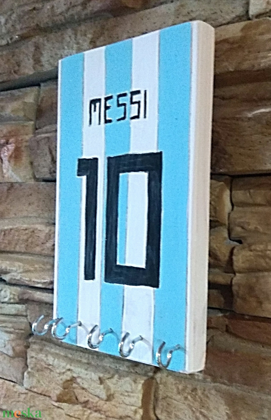 Messi 10 fali kulcstartó  - otthon & életmód - dekoráció - fali és függő dekoráció - fali kulcstartó - Meska.hu