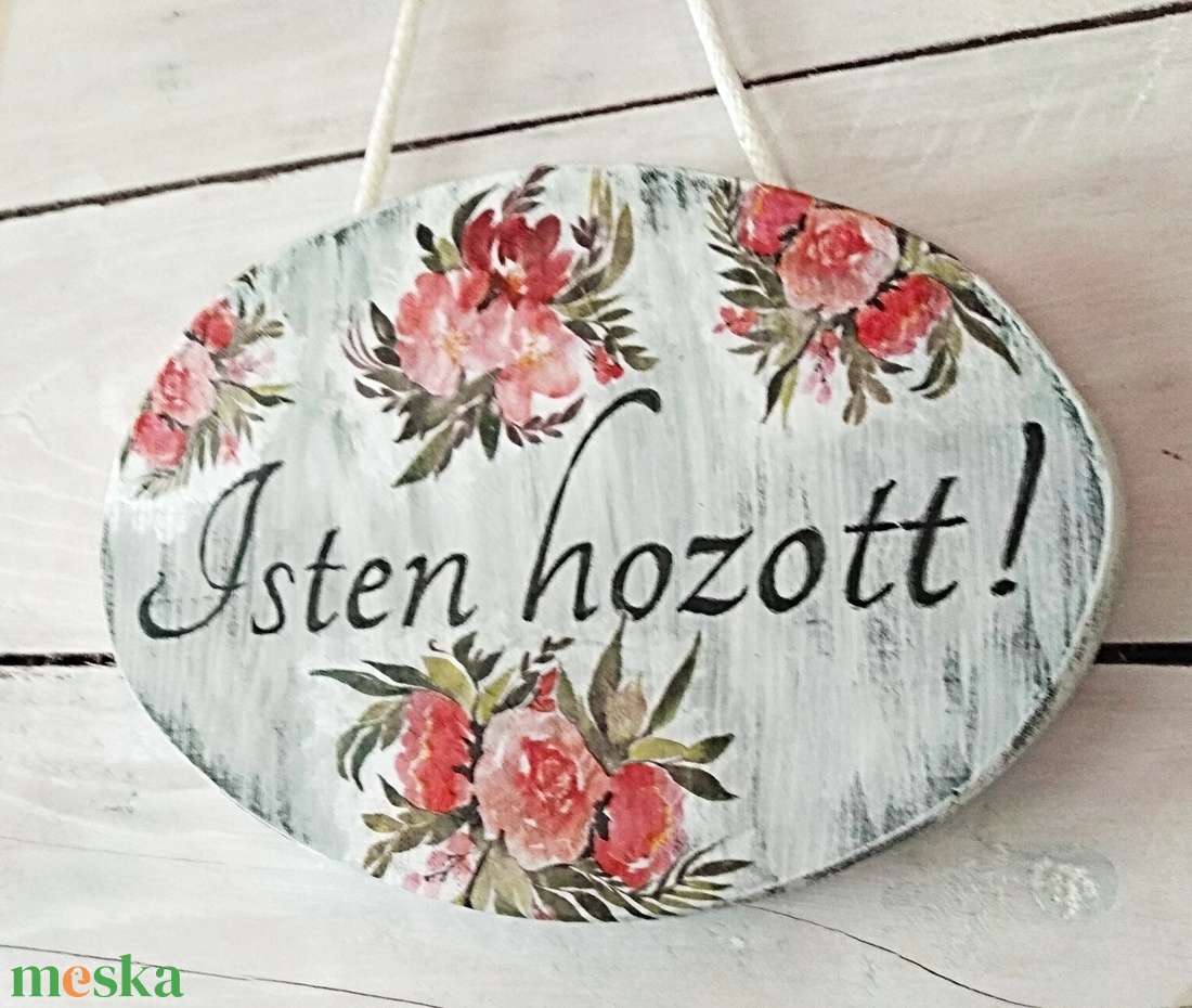 Isten hozott üdvözlő tábla vintage stílusban  - otthon & lakás - ház & kert - isten hozott tábla - Meska.hu