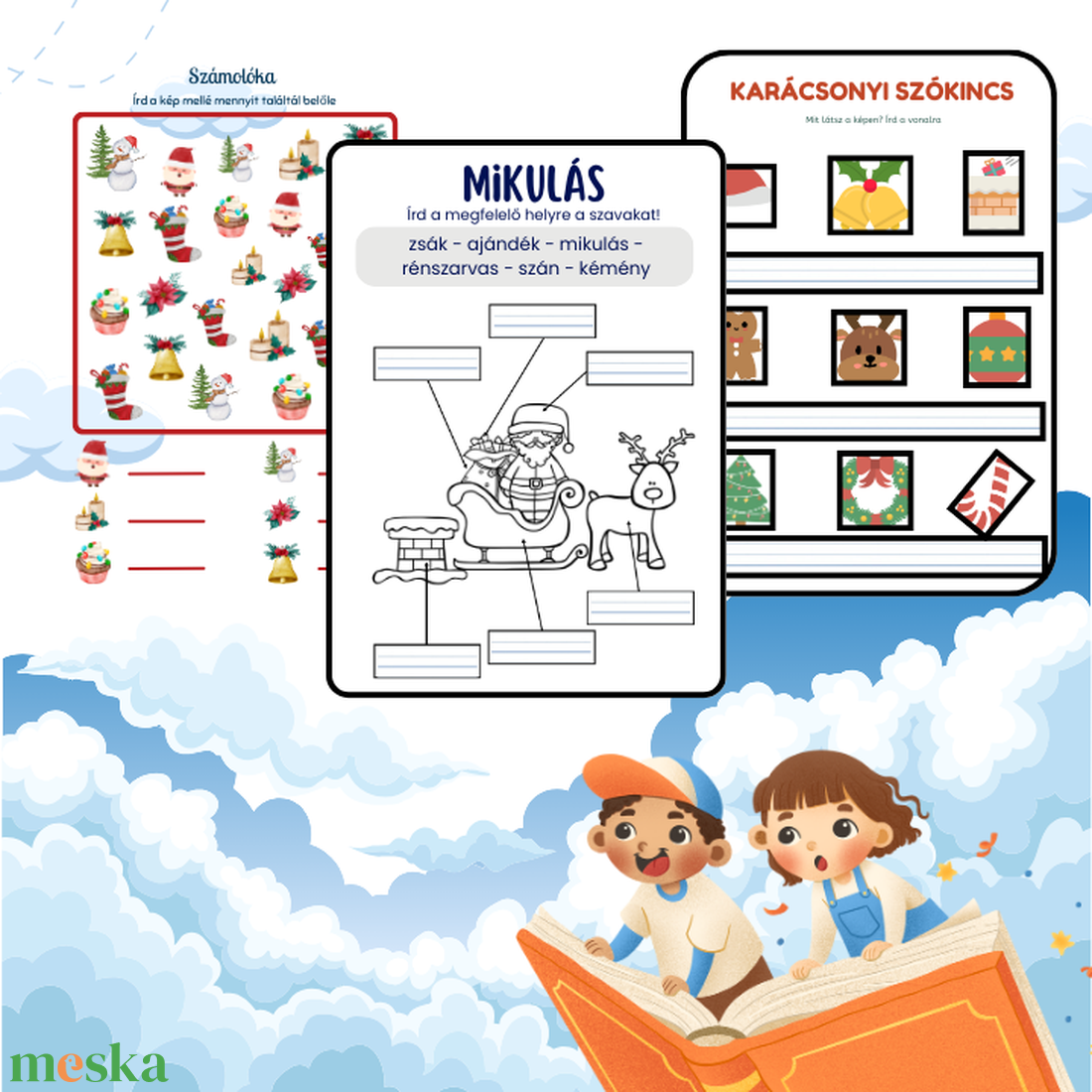 2 osztályos téli szüneti gyakorló Karácsonyi hangulatú játékcsomag PDF - játék & sport - készségfejlesztő és logikai játék - oktató játékok - Meska.hu