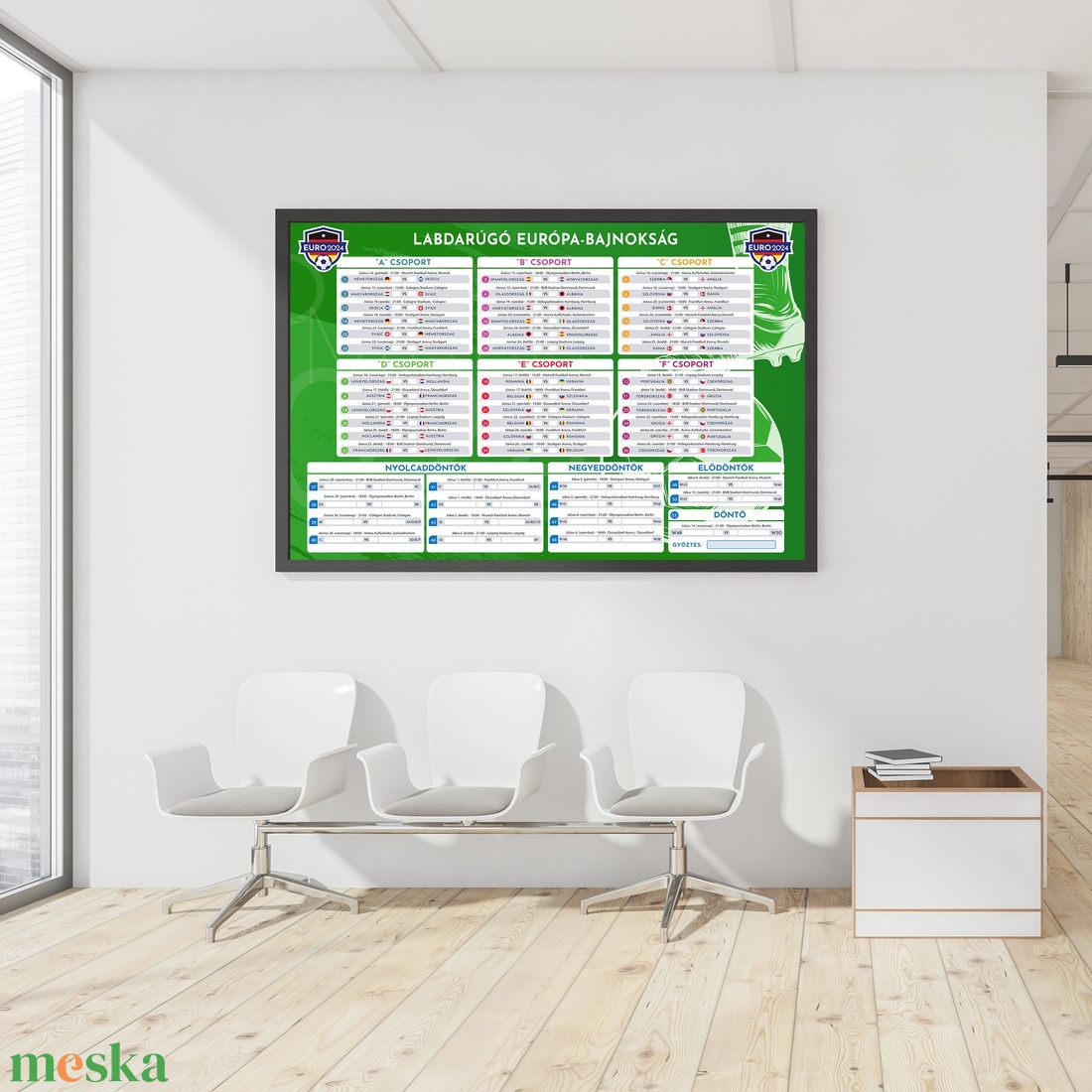 2024 Foci EB Meccs Naptár, Menetrend - magyar nyelvű (GREEN1) - művészet - grafika & illusztráció - digitális - Meska.hu