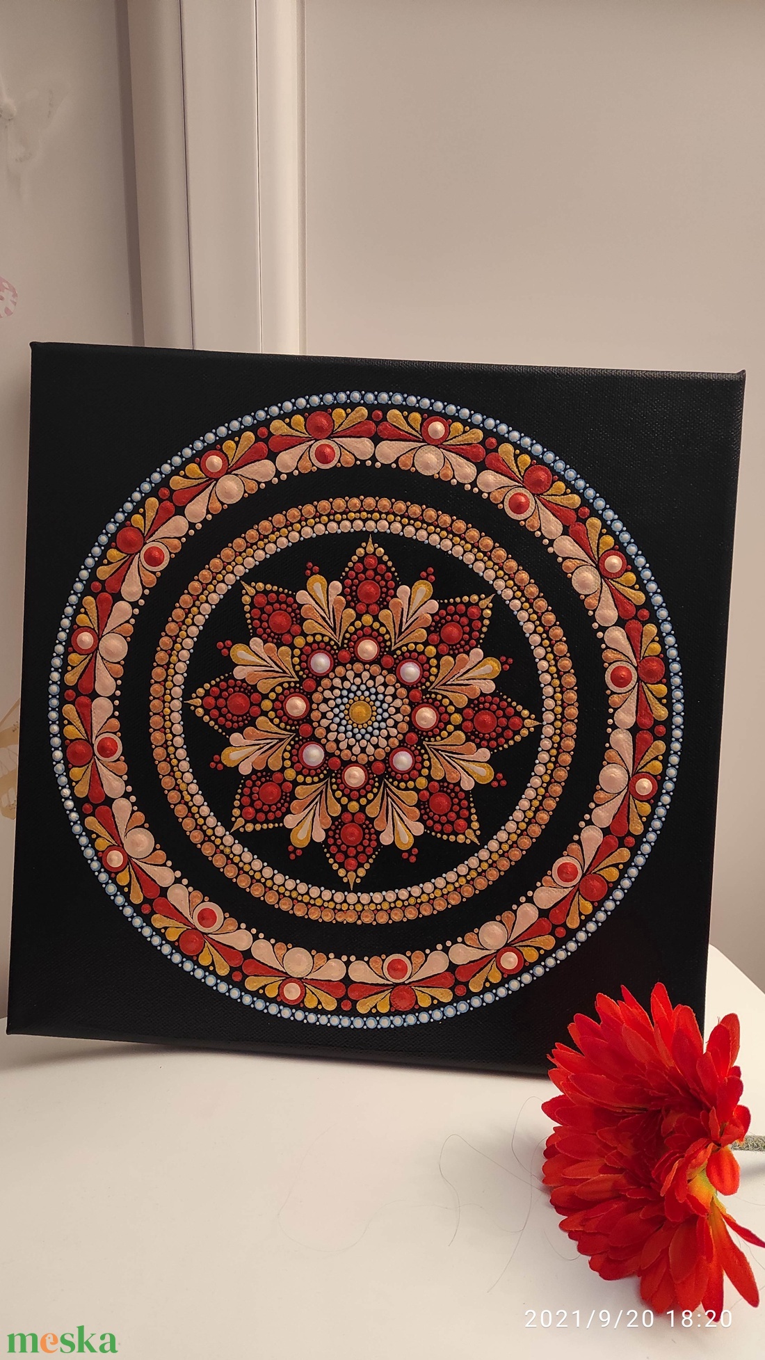 Arany és Chameleon varázsa: 30x30-as mandalafestmény ragyogó fényjátékkal - otthon & életmód - dekoráció - spiritualitás - mandala - Meska.hu