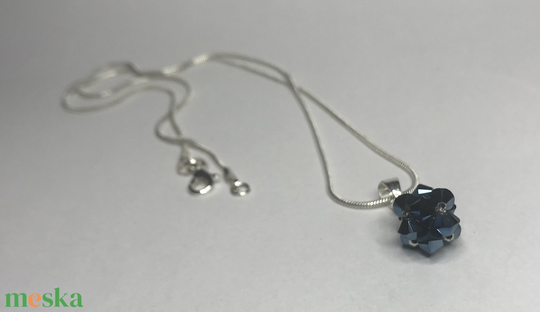 Swarovski Metallic Blue 925 Sterling Ezüst nyaklánc medállal - ékszer - nyaklánc - medálos nyaklánc - Meska.hu