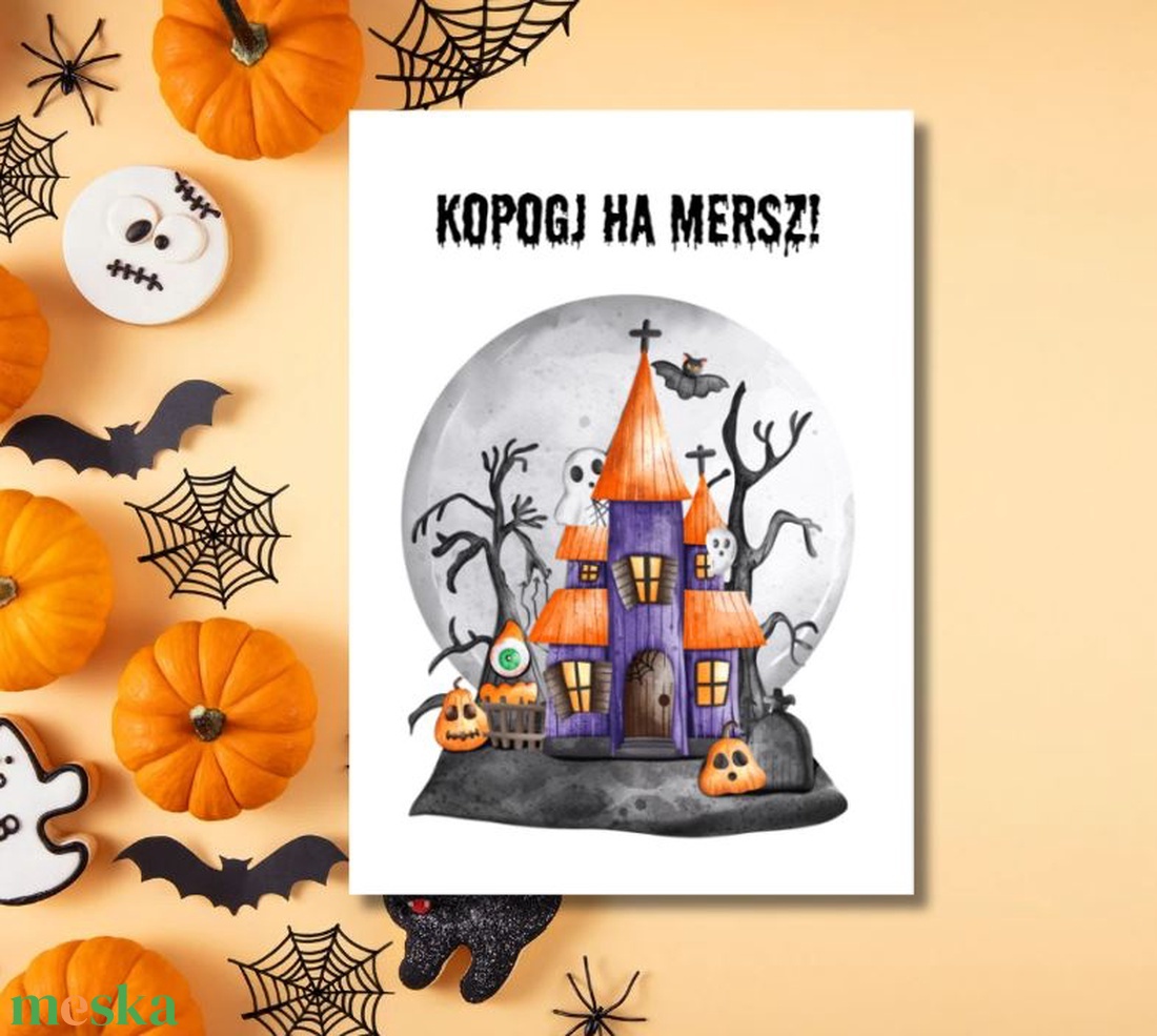 Halloween kép, kastély, szellem, ház, szellemház, kísértet, Halloween party dekoráció, falikép, halloween dekor - otthon & életmód - dekoráció - halloween - halloweeni ajtódíszek és ablakdíszek - Meska.hu