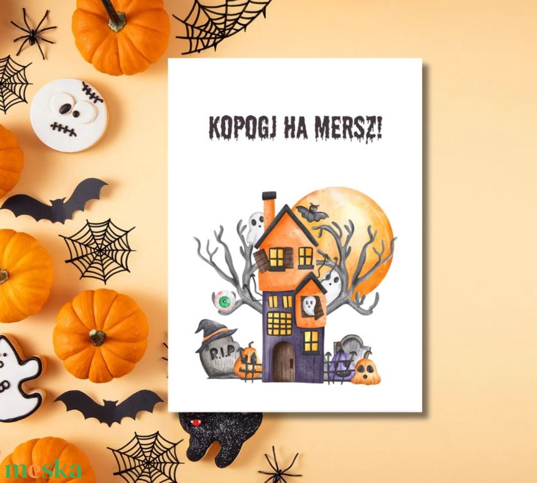 Halloween kép, kastély, szellem, ház, szellemház, kísértet, Halloween party dekoráció, falikép, halloween dekor - otthon & életmód - dekoráció - halloween - halloweeni ajtódíszek és ablakdíszek - Meska.hu