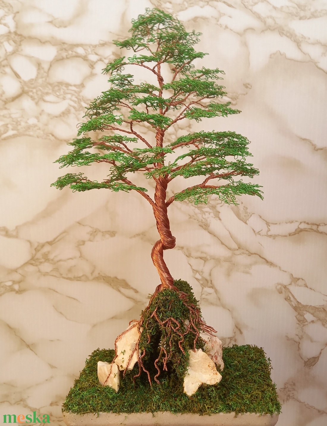 Mohás domb és drót bonsai - otthon & életmód - dekoráció - asztal és polc dekoráció - asztaldísz - Meska.hu