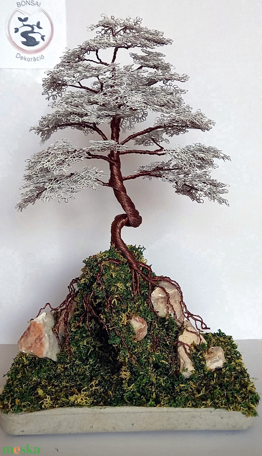 Mohás domb és drót bonsai - otthon & életmód - dekoráció - asztal és polc dekoráció - asztaldísz - Meska.hu