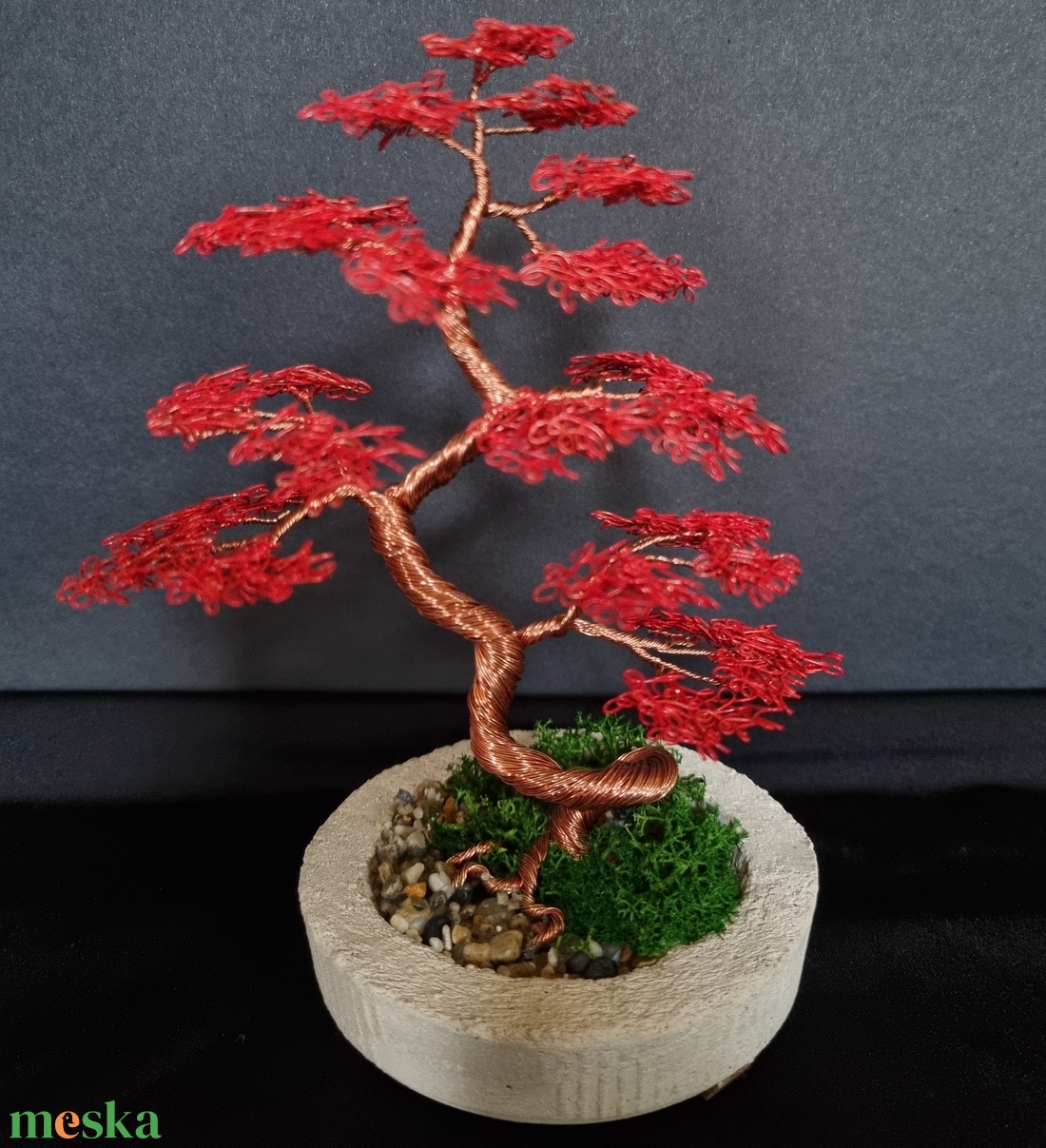 Piros drót bonsai - otthon & életmód - dekoráció - asztal és polc dekoráció - bonsai - Meska.hu