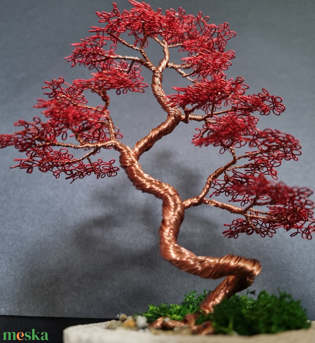 Piros drót bonsai - otthon & életmód - dekoráció - asztal és polc dekoráció - bonsai - Meska.hu