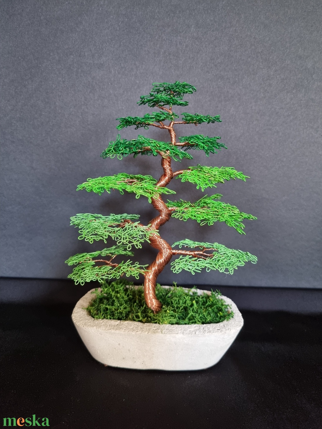 Zöld színátmenetes drót bonsai - otthon & életmód - dekoráció - asztal és polc dekoráció - bonsai - Meska.hu