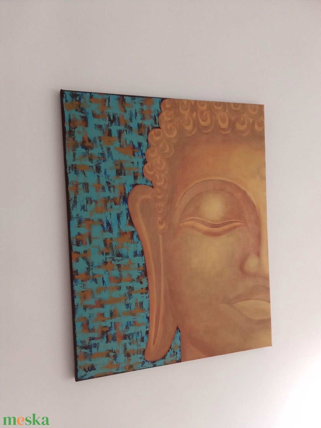 Arany Buddha - egyedi akril festmény, falikép 40x50 - művészet - festmény - akril - Meska.hu