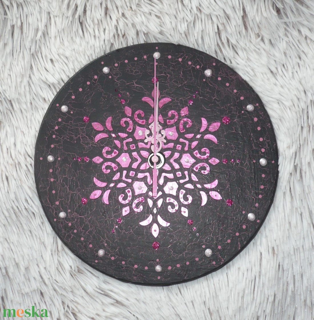 Pink mandala - egyedi, festett fa falióra - otthon & életmód - dekoráció - fali és függő dekoráció - falióra & óra - Meska.hu