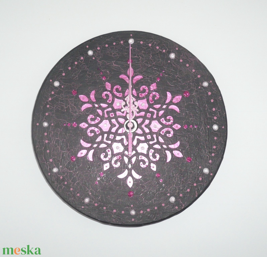 Pink mandala - egyedi, festett fa falióra - otthon & életmód - dekoráció - fali és függő dekoráció - falióra & óra - Meska.hu