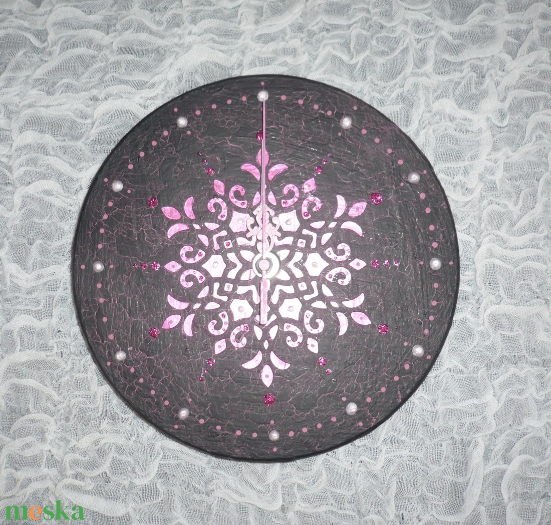 Pink mandala - egyedi, festett fa falióra - otthon & életmód - dekoráció - fali és függő dekoráció - falióra & óra - Meska.hu