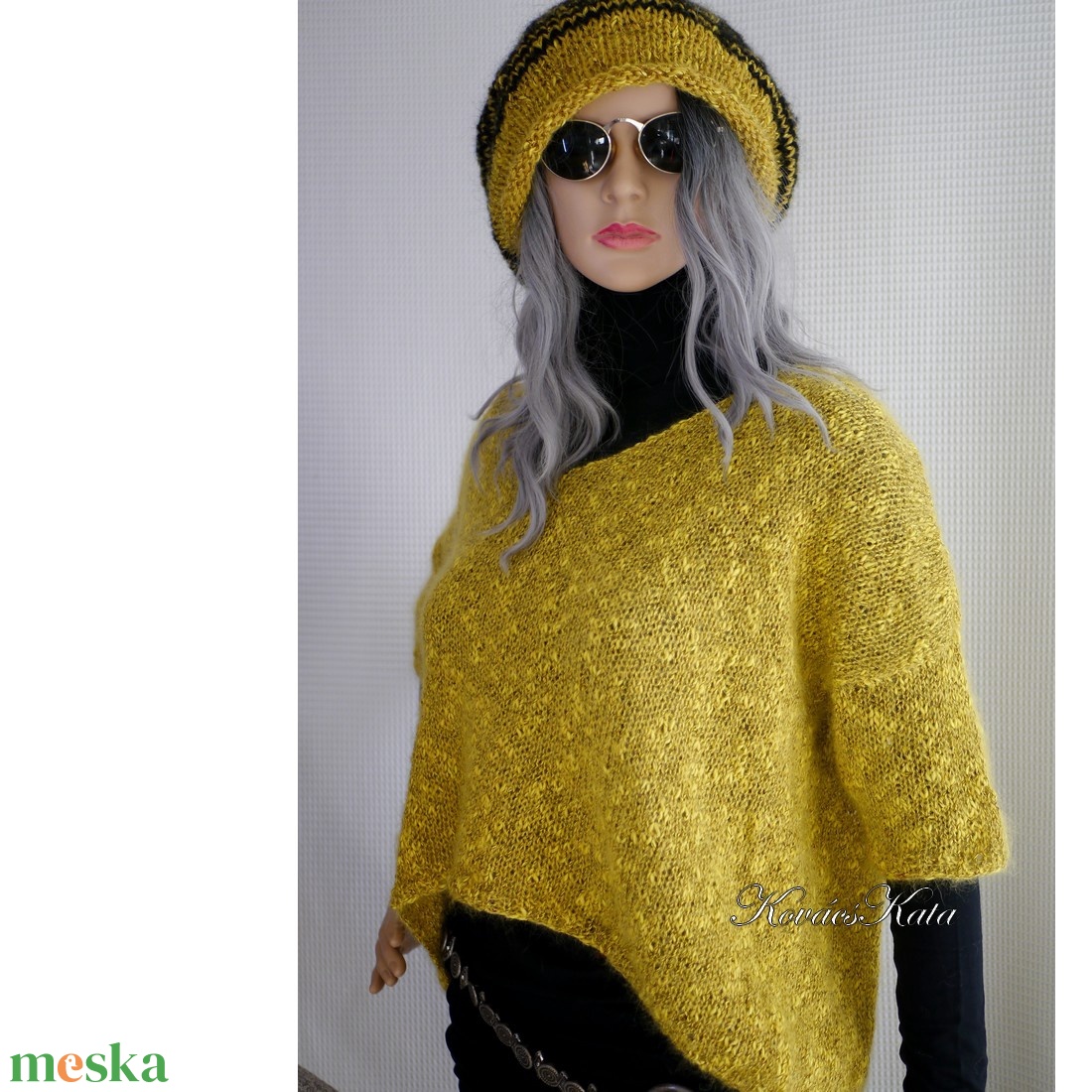 ASTER - exkluzív kézzel kötött kidmohair-silk + selyem oversize pulóver  - ruha & divat - női ruha - pulóver - Meska.hu