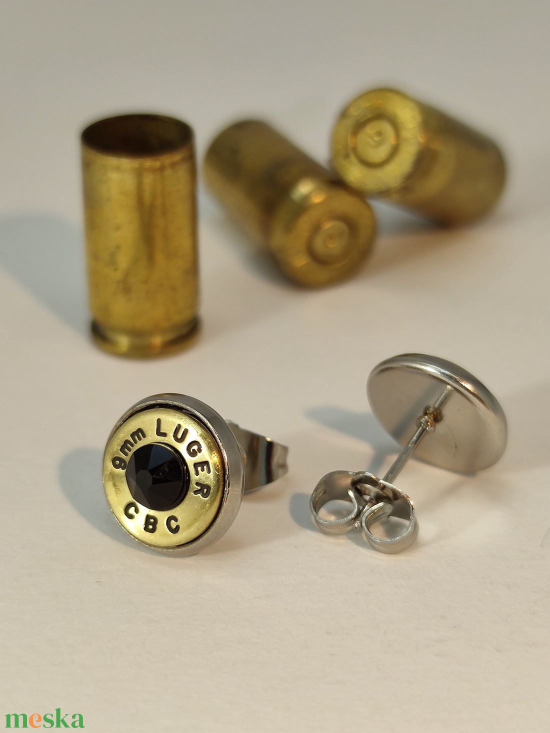 9 mm Luger Töltény fülbevaló - ékszer - fülbevaló - pötty fülbevaló - Meska.hu