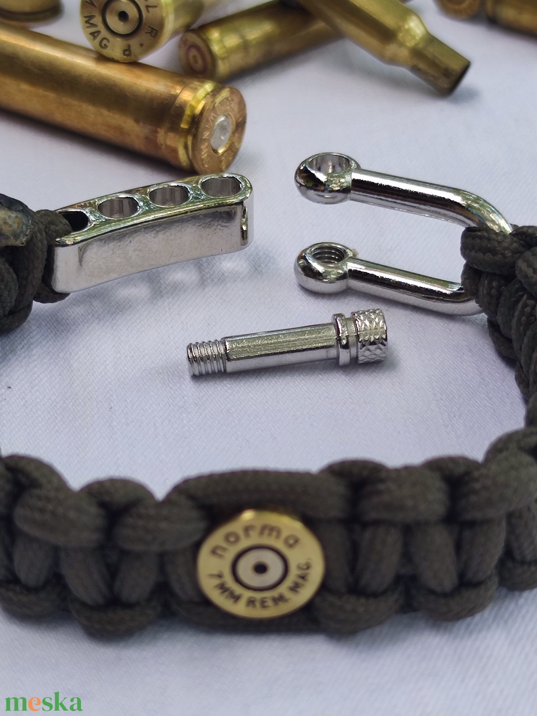 7 mm , 1-Lövetű Töltény paracord karkötő, Vadászékszer - ékszer - karkötő - fonott karkötő - Meska.hu