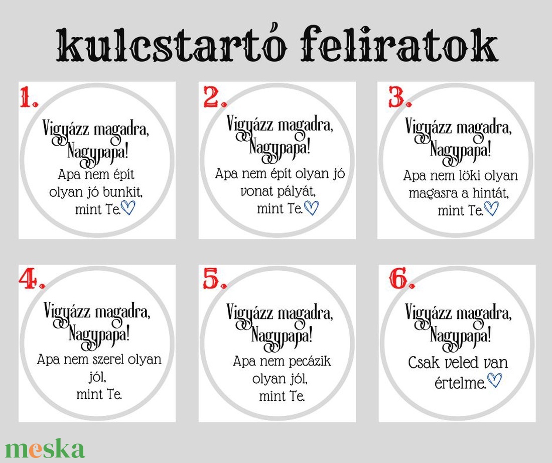 Vigyázz magadra, Nagypapa! - 6 választható felirattal - táska & tok - kulcstartó & táskadísz - kulcstartó - Meska.hu