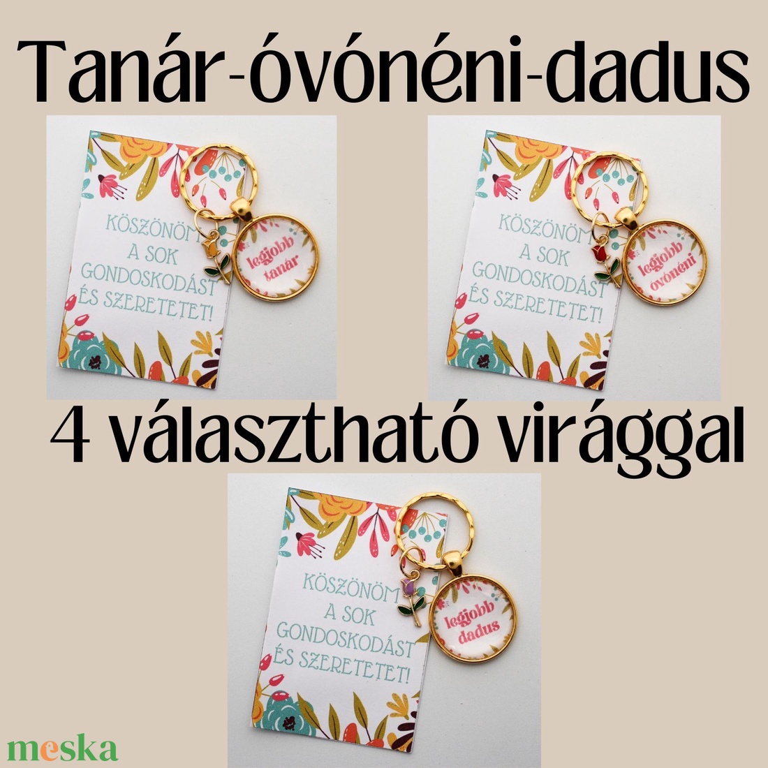 Tanár,óvónéni,dadus ballagási kis tulipános kulcstartó - táska & tok - kulcstartó & táskadísz - kulcstartó - Meska.hu