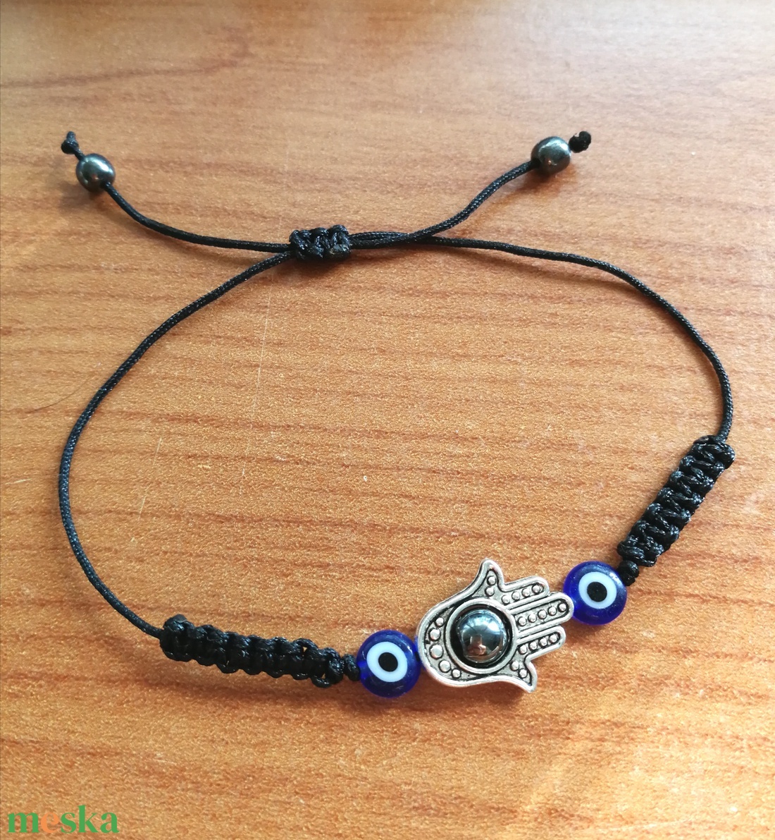 Védelem karkötő, Fatima keze, Hamsa - evil eye zsinóros minimál karkötő - ékszer - karkötő - charm karkötő - Meska.hu