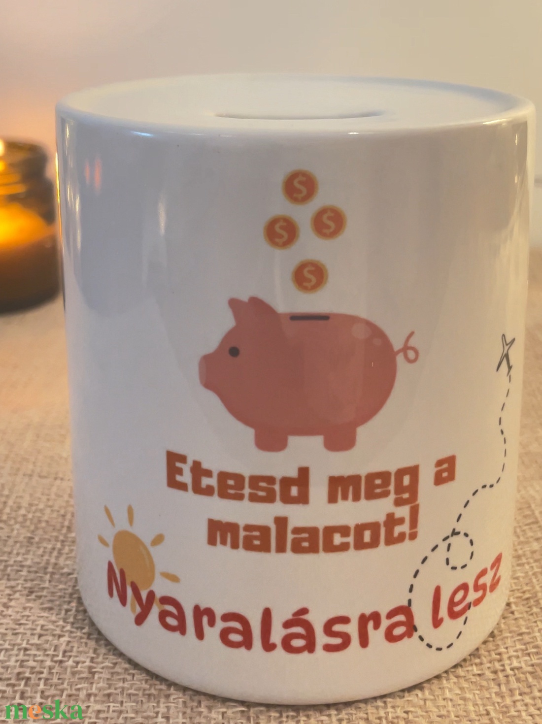 Egyedi persely  Etesd meg a malacot! Nyaralásra lesz - otthon & életmód - dekoráció - asztal és polc dekoráció - persely - Meska.hu