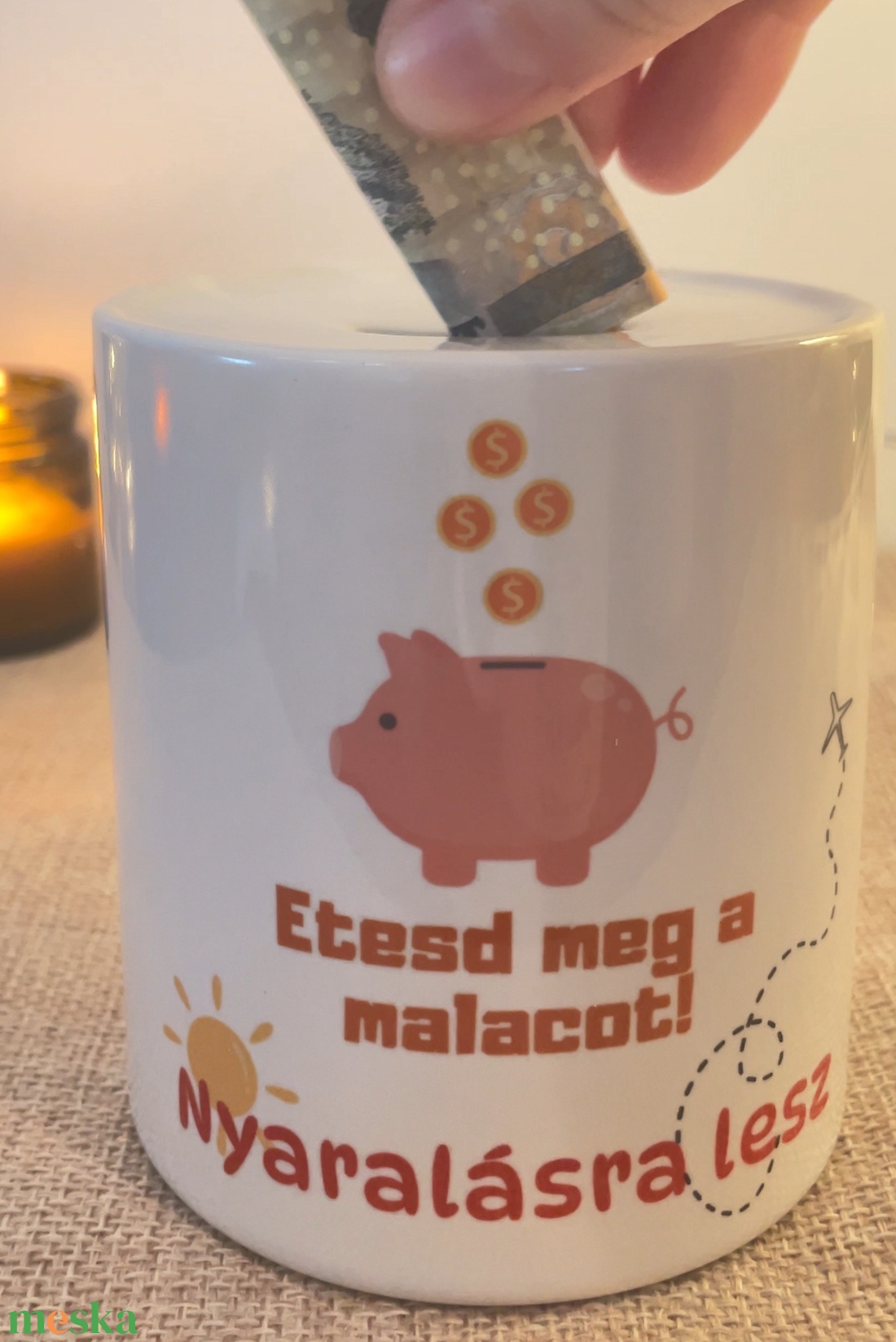 Egyedi persely  Etesd meg a malacot! Nyaralásra lesz - otthon & életmód - dekoráció - asztal és polc dekoráció - persely - Meska.hu