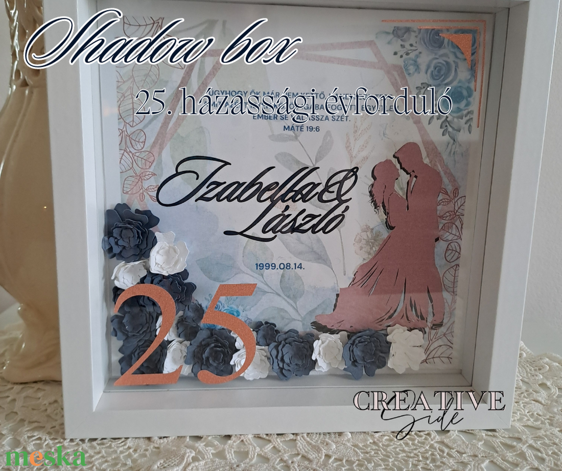 Shadow box - Házassági évforduló - Györgyi 3D Képkeretei - - otthon & életmód - dekoráció - kép & falikép - 3d képek - Meska.hu