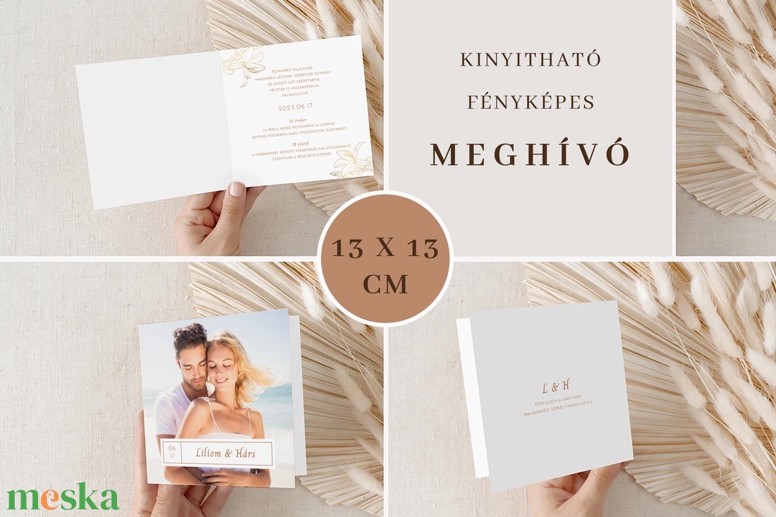 Fényképes esküvői meghívó, minimal design, Liliom - esküvő - meghívó & kártya - meghívó - Meska.hu