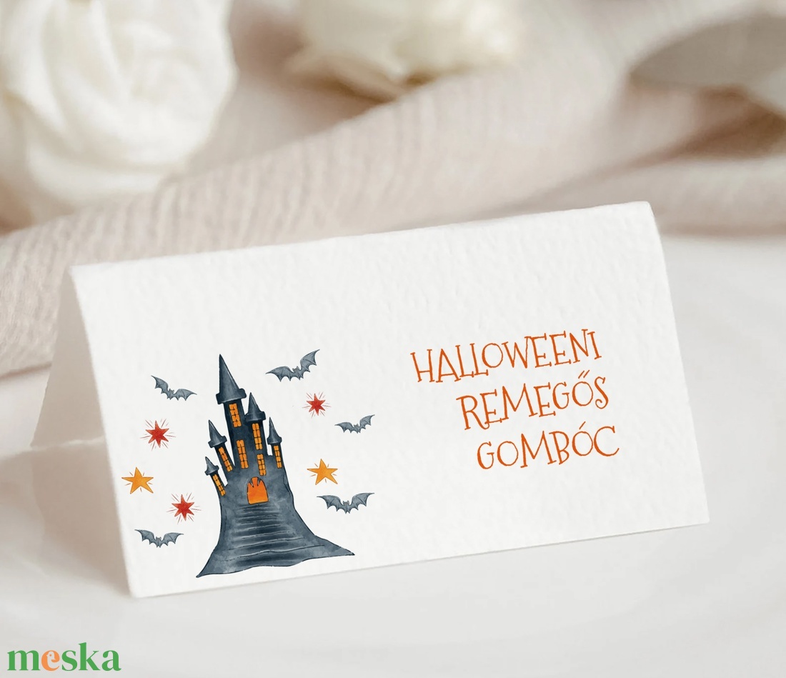 Halloween menükártya, ételcímke, svédasztal ételkártya, denevér - otthon & életmód - dekoráció - halloween - halloweeni dekoráció - Meska.hu