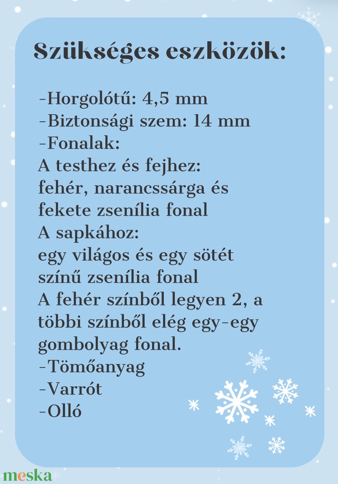 Hóember horgolás minta (PDF) - diy (csináld magad) - szabásminta, útmutató - horgolási minta - Meska.hu