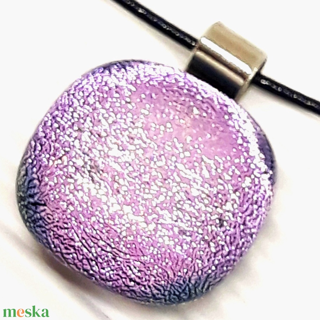 Pink ragyogás dichroic üveg medál, NEMESACÉL, nyaklánc, üvegékszer - ékszer - nyaklánc - medálos nyaklánc - Meska.hu