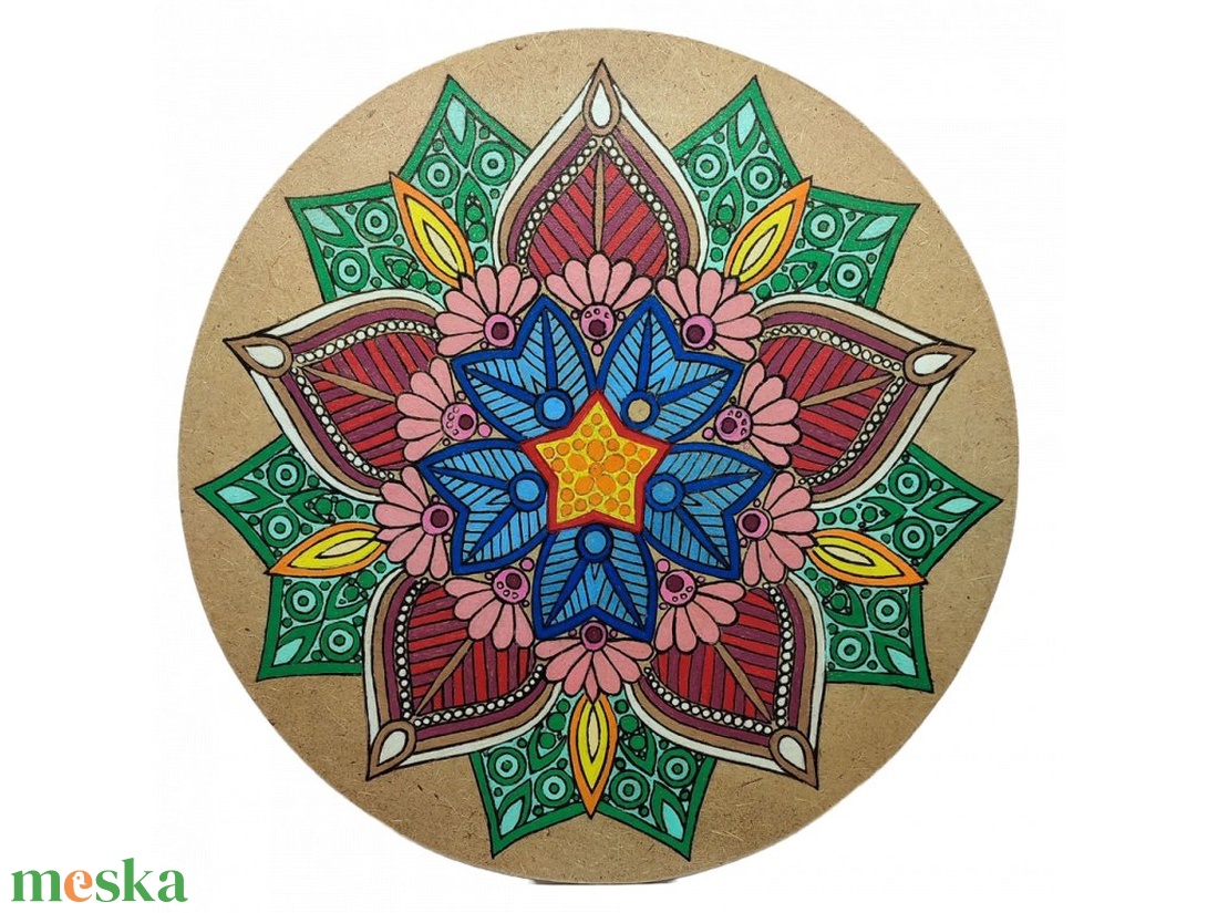 Életerő mandala, kézzel festett kerek falidísz - otthon & lakás - dekoráció - spiritualitás - mandala - Meska.hu