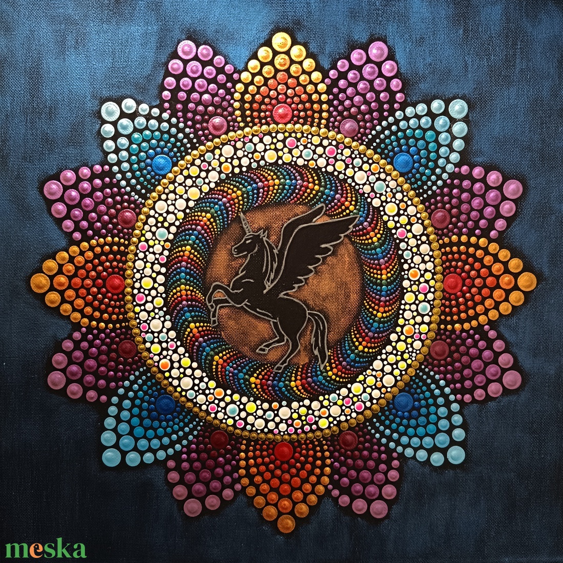 Unikornis II. sötétben világító pontozott mandala - otthon & életmód - dekoráció - spiritualitás - mandala - Meska.hu