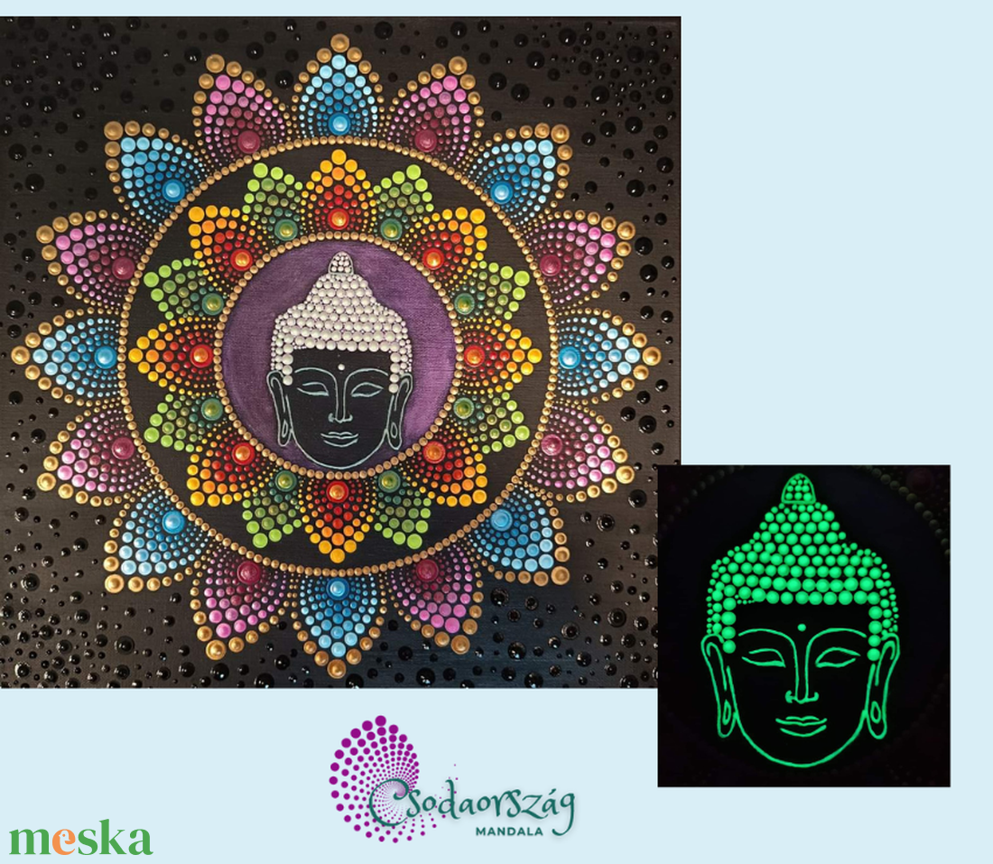 Foszforeszkáló mandala Buddha - otthon & lakás - dekoráció - spiritualitás - mandala - Meska.hu