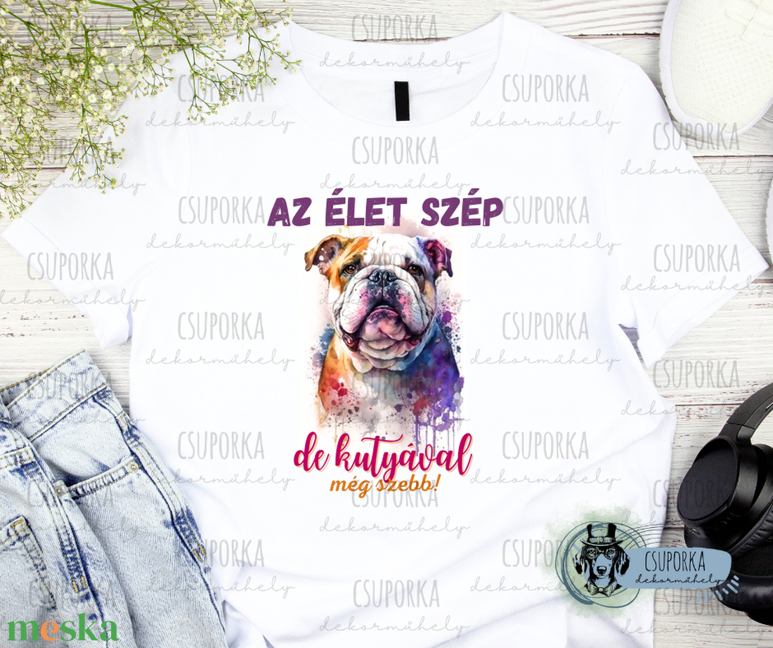 Kutyás unisex póló - Bulldog - ruha & divat - női ruha - póló, felső - Meska.hu