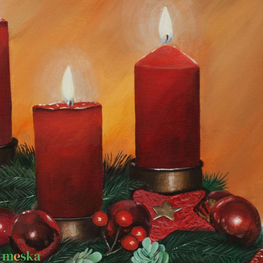 Advent  akril festmény  40 x 60 cm  vászon - művészet - festmény - akril - Meska.hu