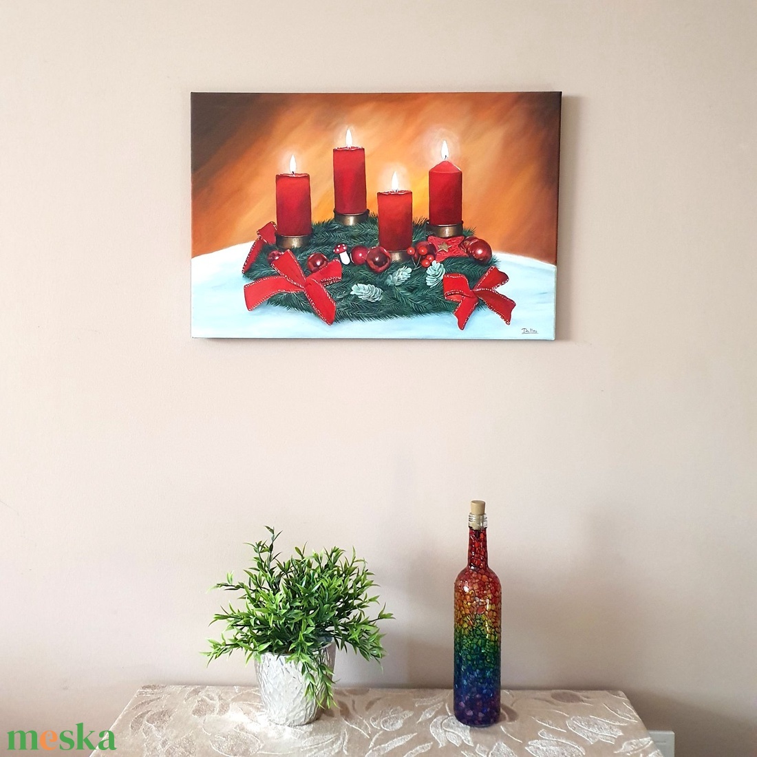 Advent  akril festmény  40 x 60 cm  vászon - művészet - festmény - akril - Meska.hu