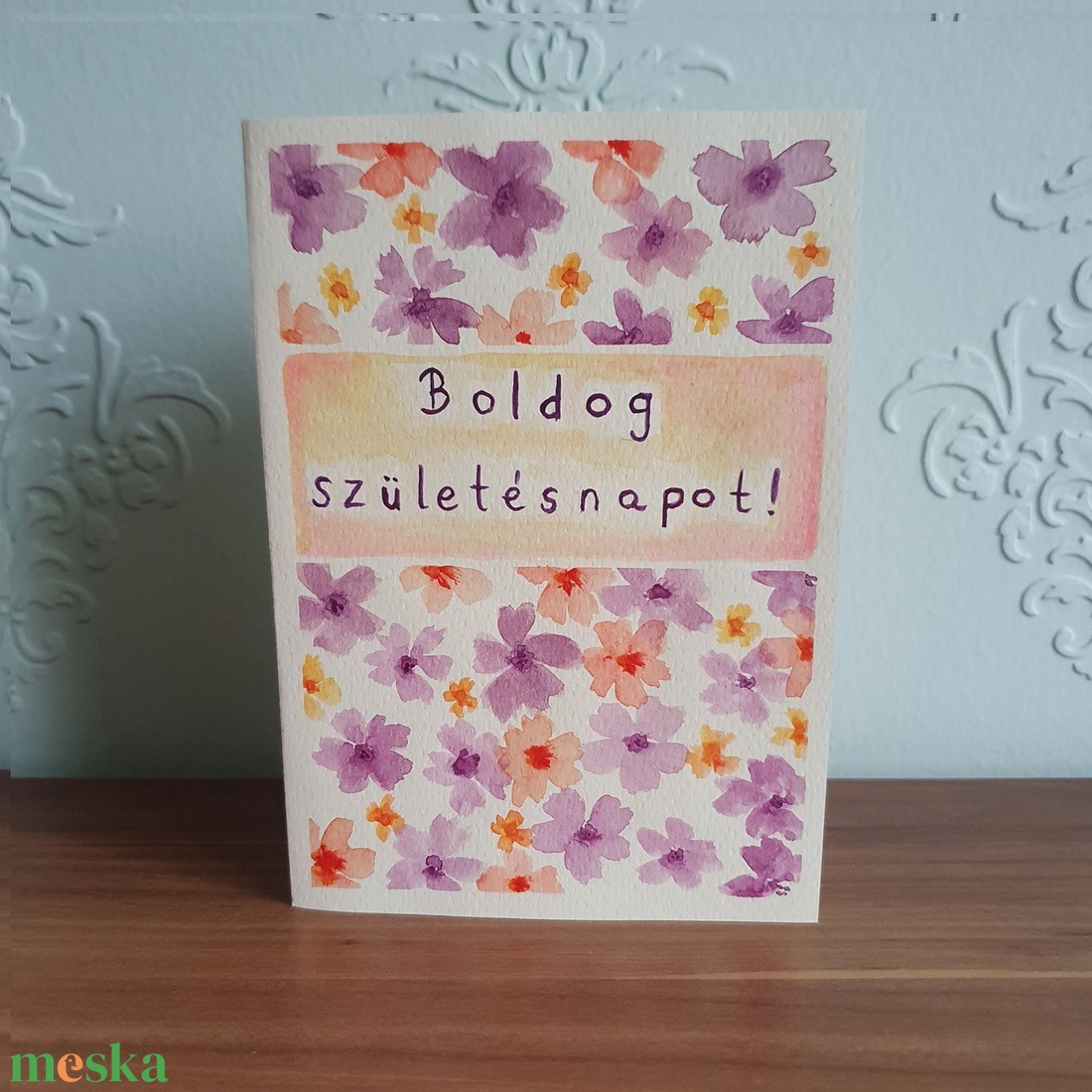 Boldog születésnapot! akvarell képeslap  10 x 15 cm - otthon & lakás - papír írószer - képeslap & levélpapír - Meska.hu